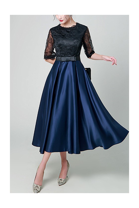 Navy and black lace dress hotsell