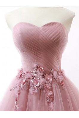 Strapless Maxi Tulle Fit & Flare Regular Prom Dress ern294