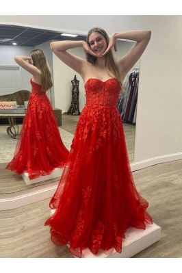 Strapless Hot Red Tulle...