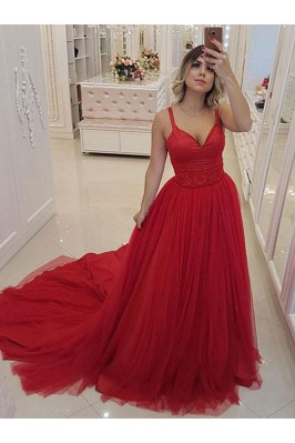 Hot Red Long Tulle...