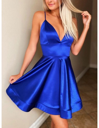 Simple Short Red Satin Party Dress Sleeveless With Pockets - $109.988  #TZ1365 - SheProm.com