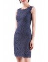 Women's Round Neck Bodycon Short Lace Dress - AS13032GY