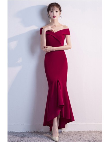 Mermaid Ankle-length Fitted Homecoming Dress with Off-the-shoulder Neckline