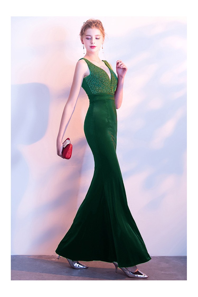Chic Velvet Bling-studded Evening Dress with Sleeveless - $86.9925 #KNC24 -  SheProm.com