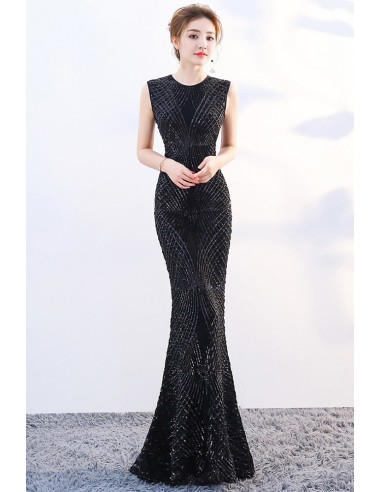 Sophisticated Mermaid Embroidery Evening Dress with Sequin Sleeveless