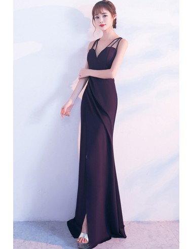 Split Front Spaghetti Straps V-Neck Mermaid Prom Dress with Sequins