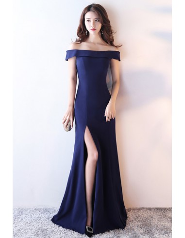 Off-the-shoulder Mermaid Prom Dress with Split Front And Fitted Bodice