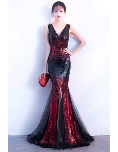 Bling Sequins Mermaid Prom Dress with Vneck