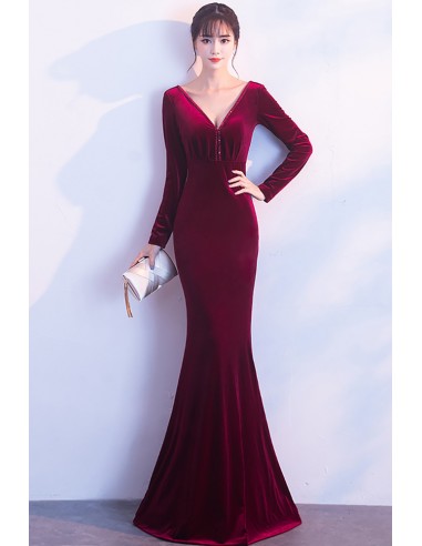 Sheath High Neck Short Sleeves Velvet Formal Dress
