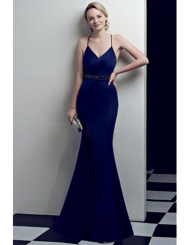 Slim Fitted Mermaid Long Prom Dress with Open Back