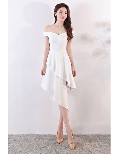 Off Shoulder Asymmetrical Chic Hoco Party Dress