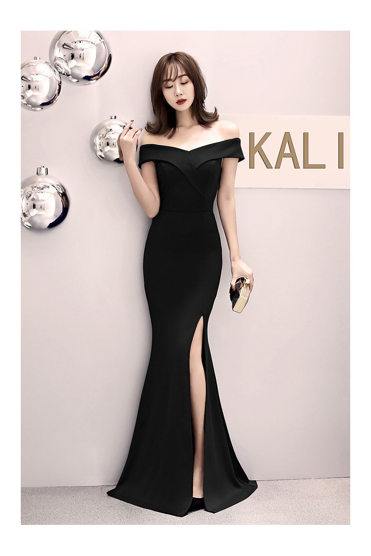 Mermaid Off Shoulder Fitted Prom Dress with Split Front - $58.9875 # ...