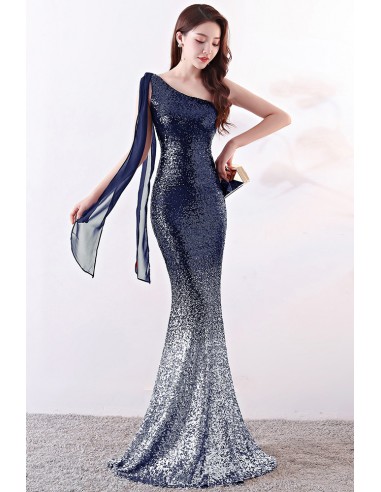 Sequined Sparkly Mermaid Formal Dress with One Shoulder