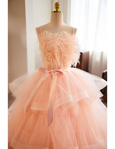 Inspired Prom Dress Ballgown Ruffles Pink Formal Gowns SYP39 main image 1