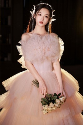 Sexy Strapless Puffy Tulle Prom Dress Black Evening Dress With Gloves Y7631