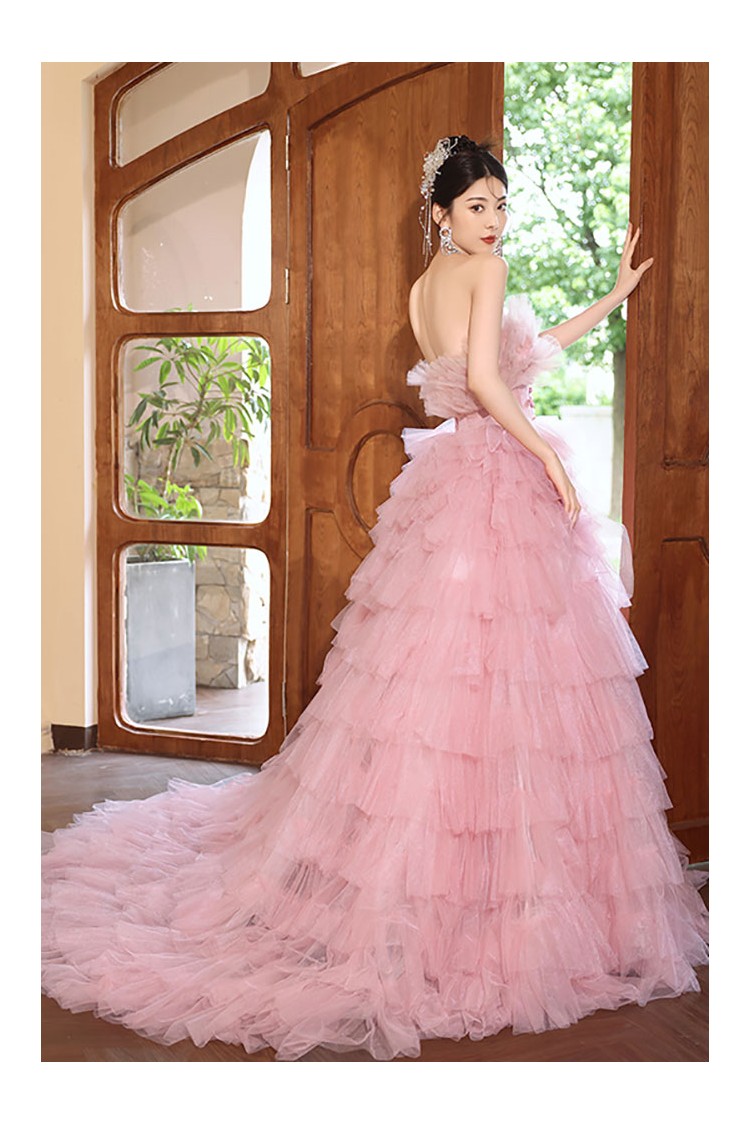 Cute Light Pink Strapless Prom Dresses