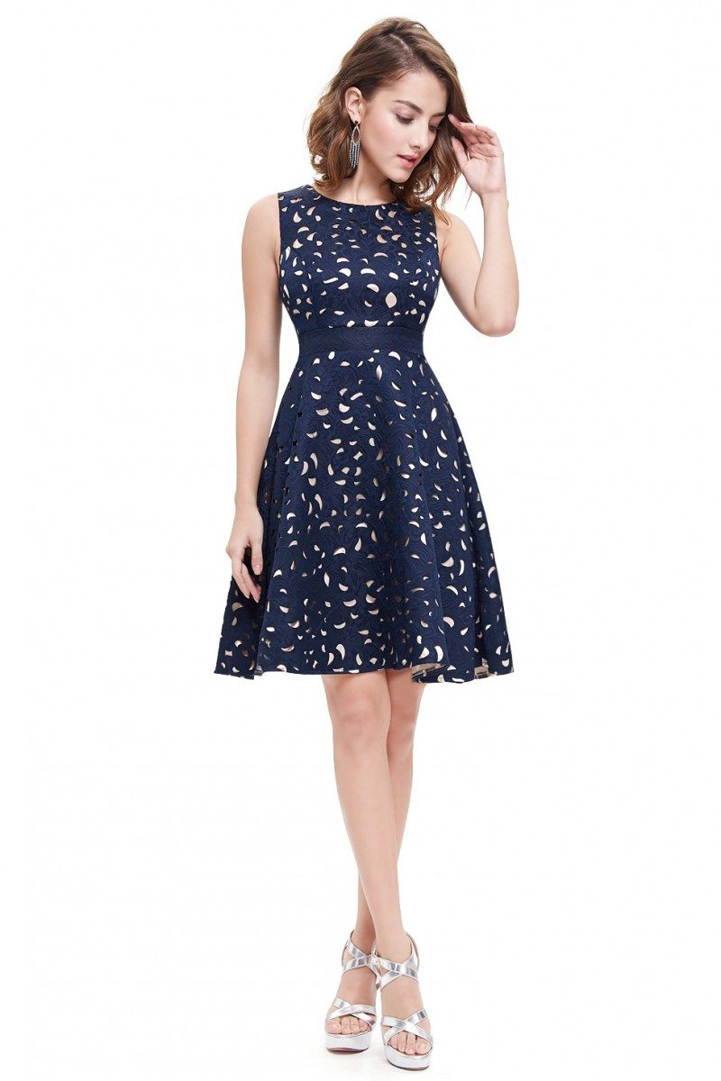 Simple Navy Blue Short Casual Dress - $52 #EP05432NB - SheProm.com