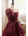 13938 Burgundy Organza Applique Dress