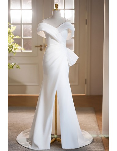 Elegant Sheath White Split Front Formal Dress