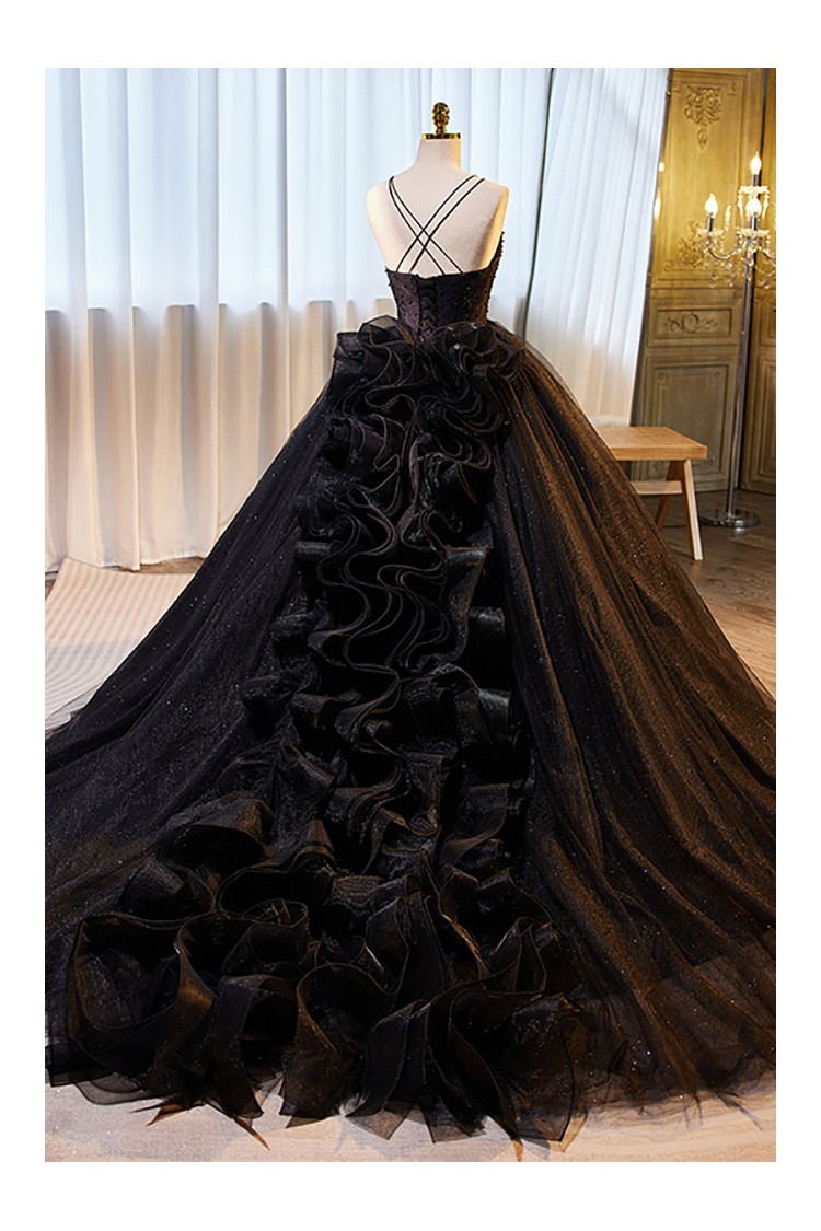 Black Ballgown Formal Long Prom Dress Vneck with Train - $272.992 # ...