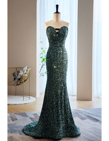Slim Mermaid Green Bling Sequins Prom Dress Two-way Wearing - $143.992  #MS18027 - SheProm.com