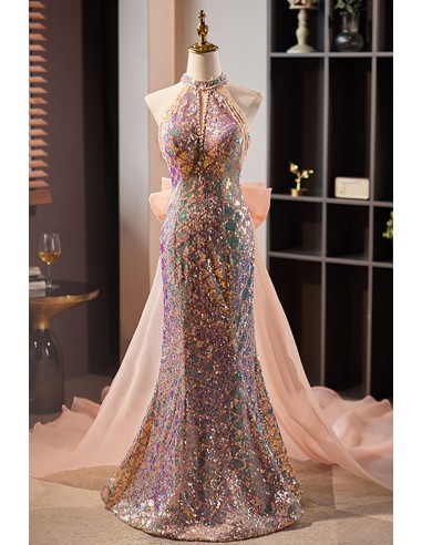 Unique Mermaid Long Sparkly Sequins Prom Dress with Train - $143.992  #MS18205 - SheProm.com