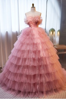Pink Strapless Ballgown...