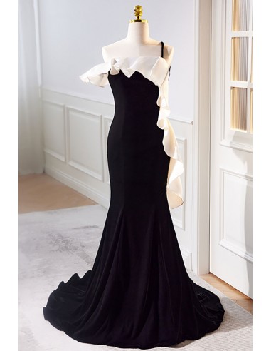 Slim Long Mermaid Black Prom Dress with One Shoulder