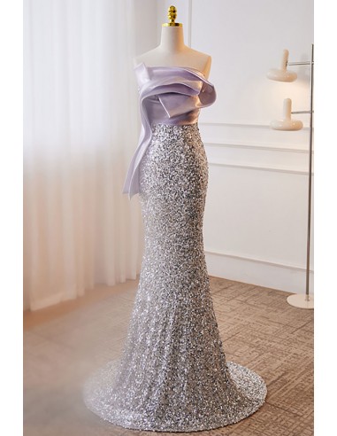 Silver Sequined Mermaid Formal Dress For Parties