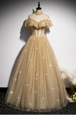 Sparkly Gold Prom Gown with...