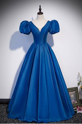 Elegant Blue Prom Gown with...