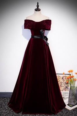 Burgundy Velvet Formal Gown...