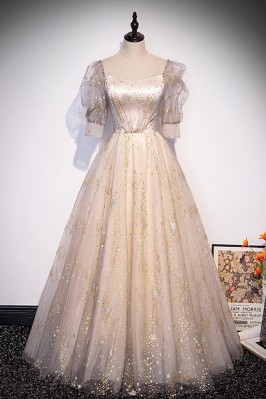 Champagne Prom Dress with...