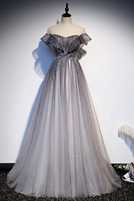 Grey Ombre Prom Gown with...