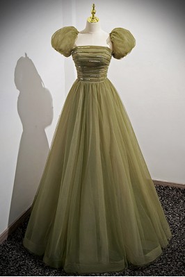 Elegant Green Evening Gown...