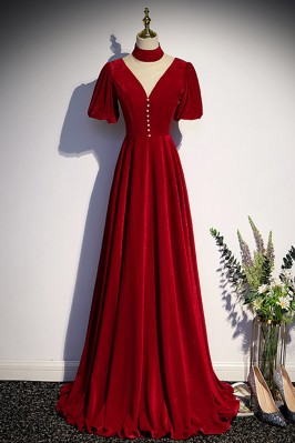 Long Velvet Evening Dress...