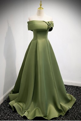 Green Satin Gown For Formal...