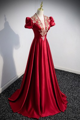 Evening Dress Female Elegant Temperament Host V-neck Super Fairy Thin Long Style