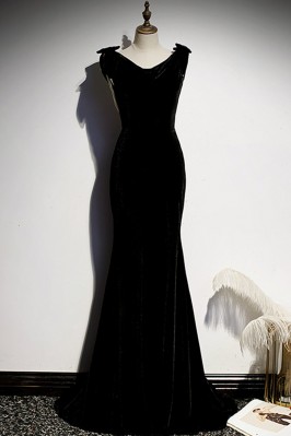 Long Black Velvet Dress For...