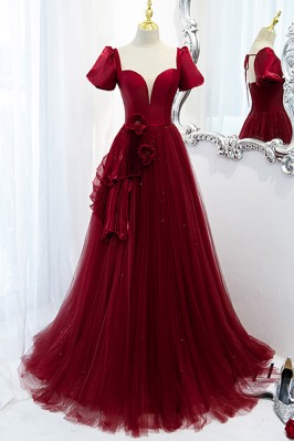 Elegant Burgundy Red Prom...
