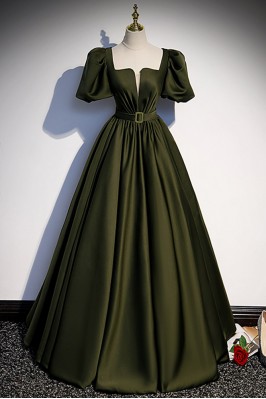 Chic Long Green Square Neck...