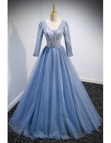 Dusty Blue Ball Gown Off The Shoulder Sweet 16 Dress
