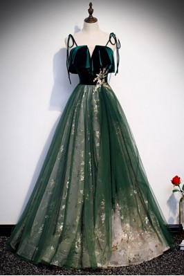 Green Long Prom Gown with...