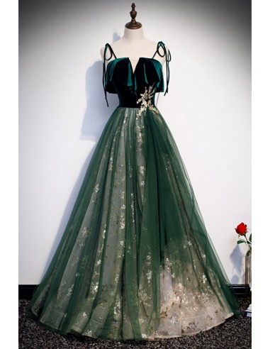 Green Long Prom Gown with Sparkling Sequins And Strappy Design