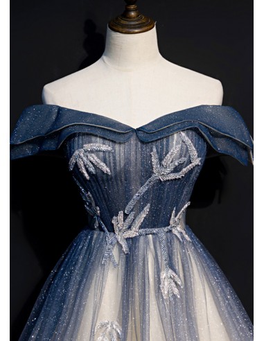Stylish Blue Gradient Tulle Prom Dress with Shimmering Detailing - $139.992  #V78268 - SheProm.com