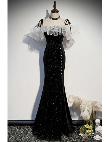 Glamorous Black Mermaid Prom Gown with Sparkling Beading
