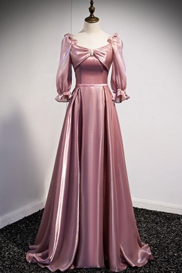 Long Pink Party Dress with...