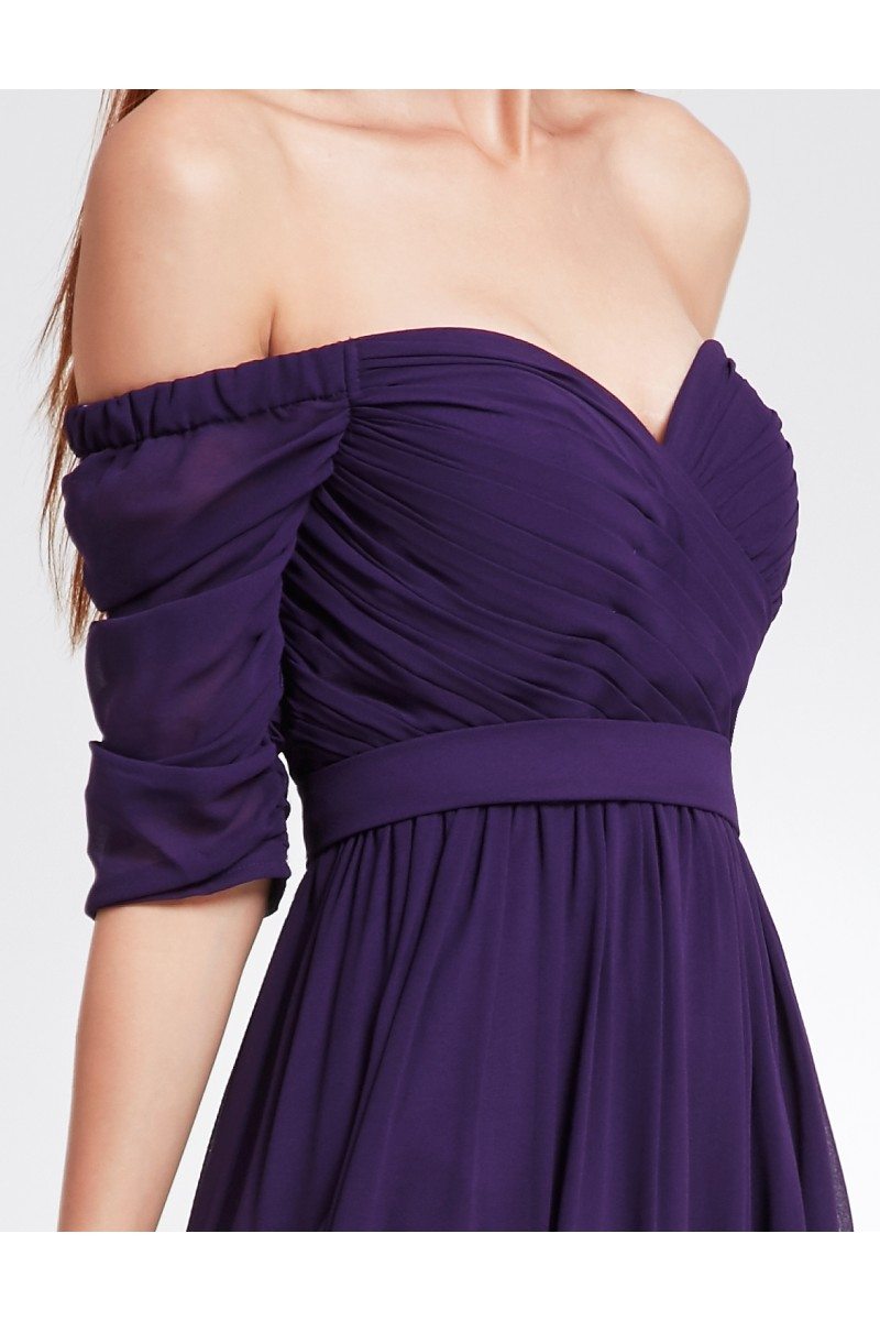 Dark Purple Off-the-Shoulder Evening Gown with Sweetheart Neckline ...