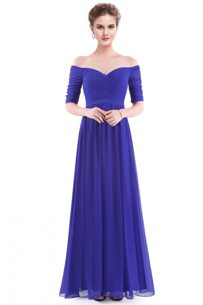 Royal Blue Off-the-Shoulder Evening Gown with Sweetheart Neckline - $55 ...