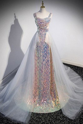 Dazzling Sequined Long Prom...